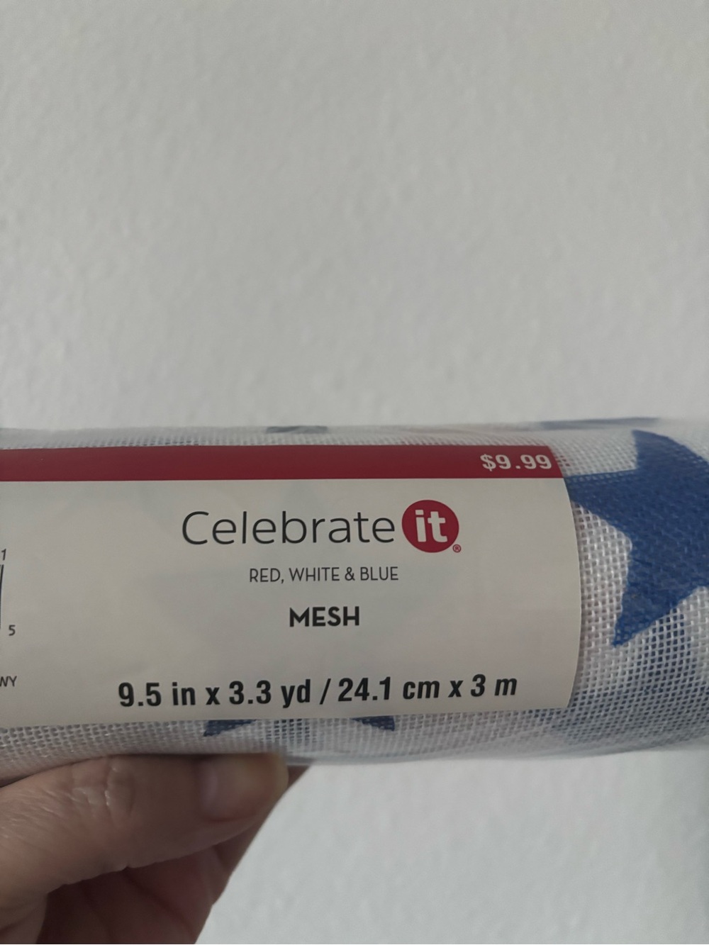 DIY Patriotic Celebrate 250tg Red, Wt Blue Star Mesh Roll Party Décor Final Sale